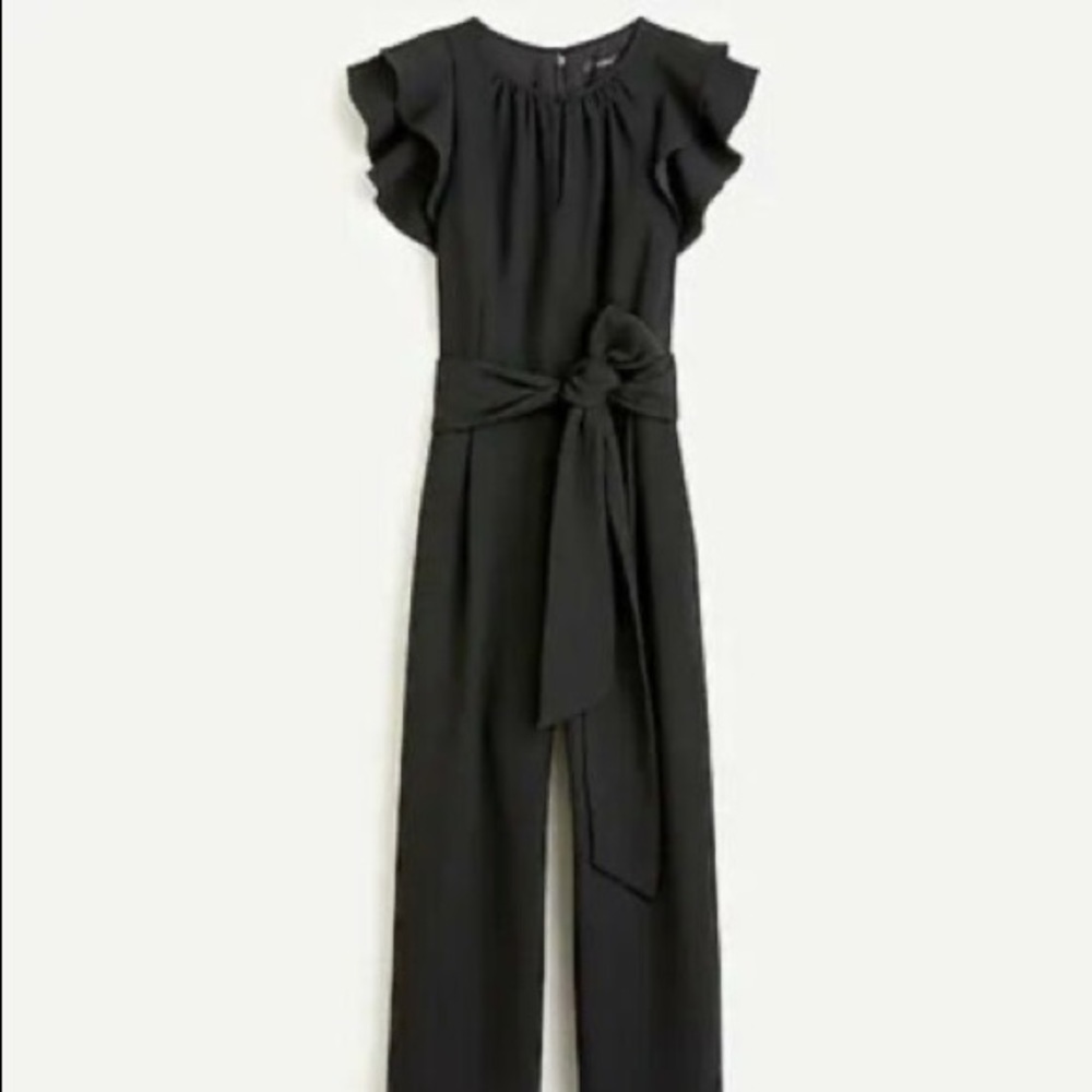 J. CREW || Black Ruffle Cap Sleeve Crepe Jumpsuit. Sz. 6